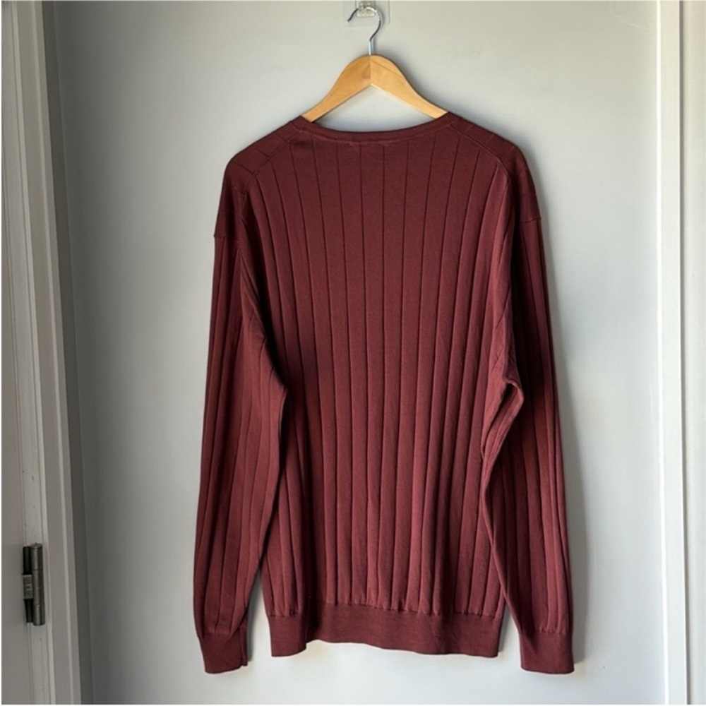 Corneliani Cotton Jumper Sweater Raised Rib Burgundy - Picture 5 of 10